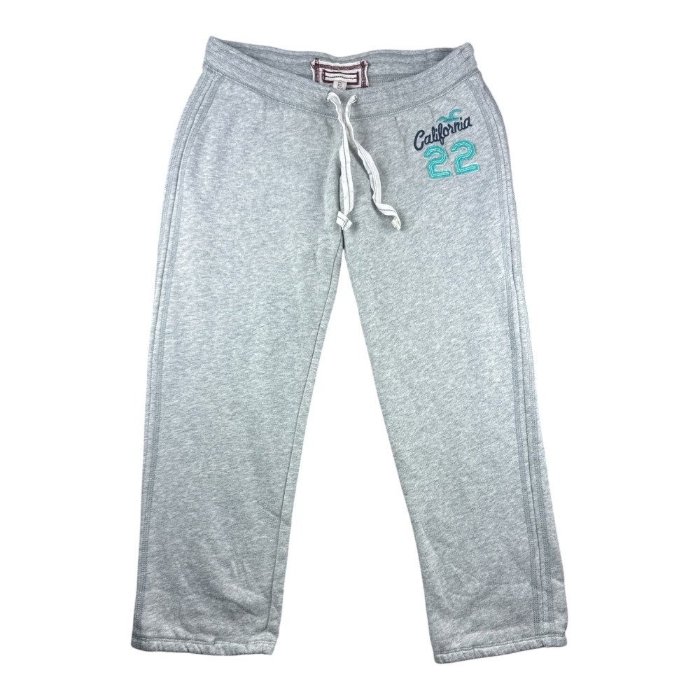 Hollister California 22 Gray Sweatpants Cropped XS Embroidered Logo Joggers Y2K